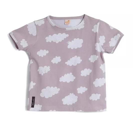 Camiseta Manga Curta Estampa Pureza Nuvens Cinza Claro Toddler - Green