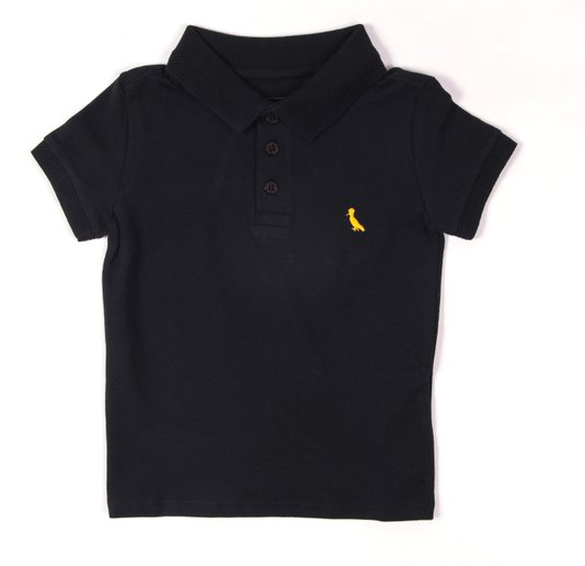 Camiseta Polo Manga Curta Piquet com Elastano Preta Infantil - Reserva Mini