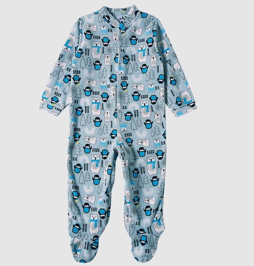 Pijama Macacão Longo Soft Azul Bebê