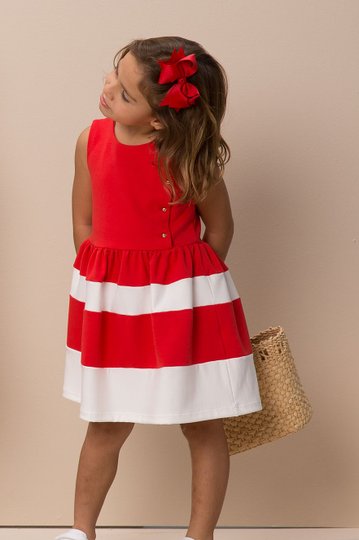Vestido Regata Vermelho e Branco Infantil - Beabá